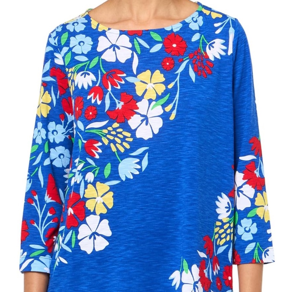 MULTIPLES Women's‎ Three Quarters Sleeve Bateau Neck Side Button Top